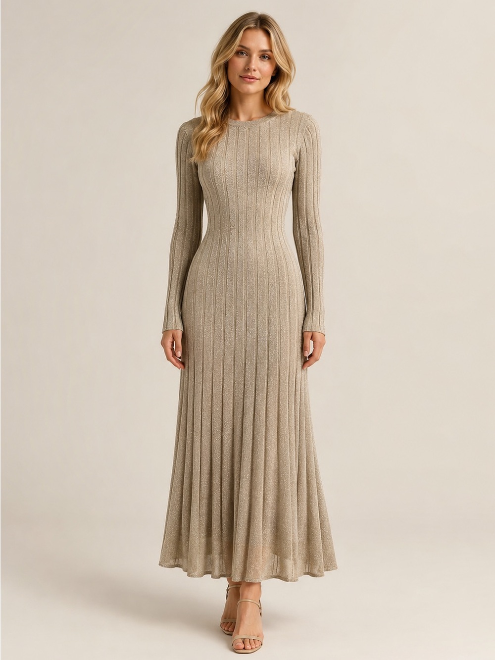 J.Crew NWT Shimmer Rib-knit flare midi dress with Lurex® metallic threads~Size L